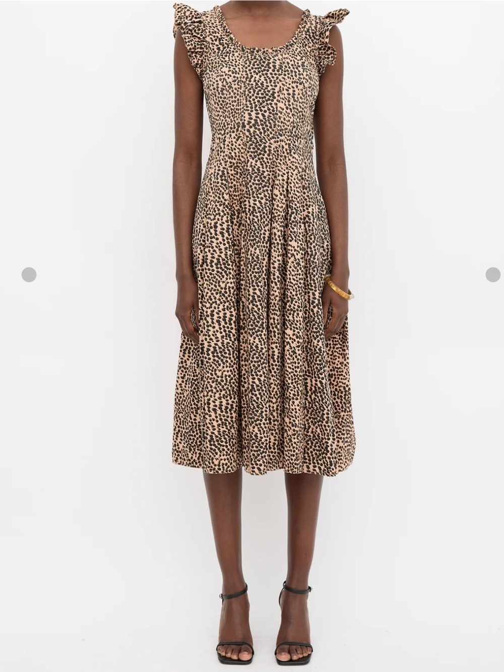 Ulla Johnson Camille Beige and Black Leopard Print Midi Dress